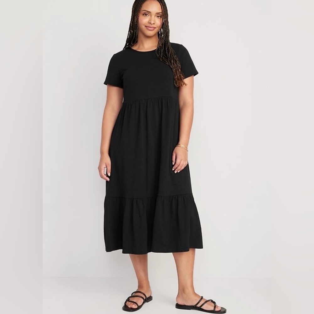 Casual Black tiered dress